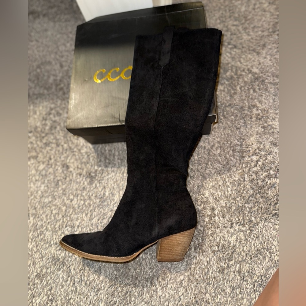 CCOCCI Black Heeled Boots with Brown Sole